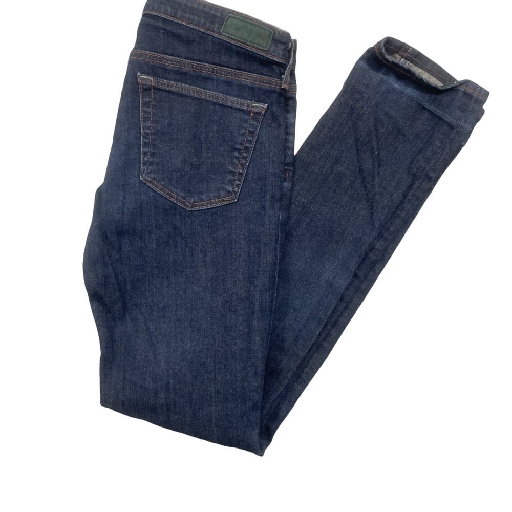 AG Adriano Goldschmied 27 The Stevie Slim Straight Navy‎ jeans Pockets Hem Marks